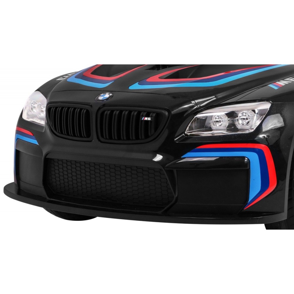 JOKO Elektrické autíčko BMW M6 GT3, penové kolesá, kožené sedadlo, USB, MP3, aktívna ventilácia, čierne