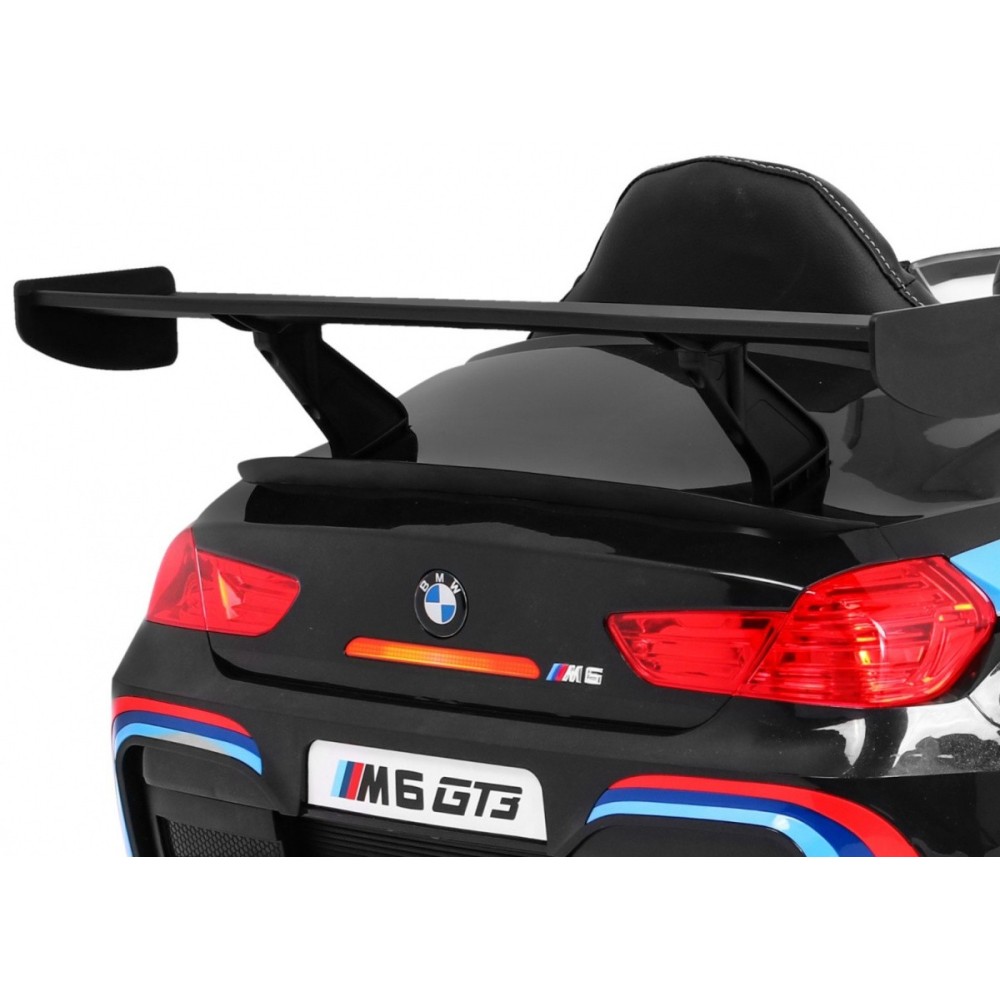 JOKO Elektrické autíčko BMW M6 GT3, penové kolesá, kožené sedadlo, USB, MP3, aktívna ventilácia, čierne