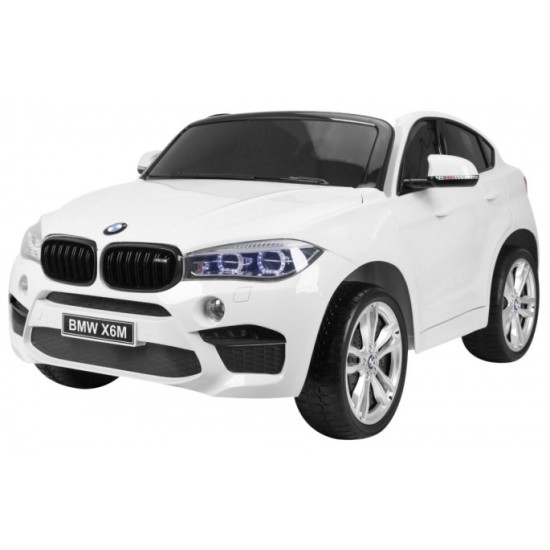 JOKO Elektrické autíčko BMW X6M XXL 2x120W, Dvojmiestne, penové kolesá, kožené sedadlo, USB, nosnosť 50kg, biele