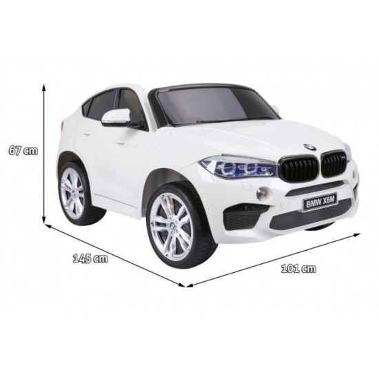 JOKO Elektrické autíčko BMW X6M XXL 2x120W, Dvojmiestne, penové kolesá, kožené sedadlo, USB, nosnosť 50kg, biele