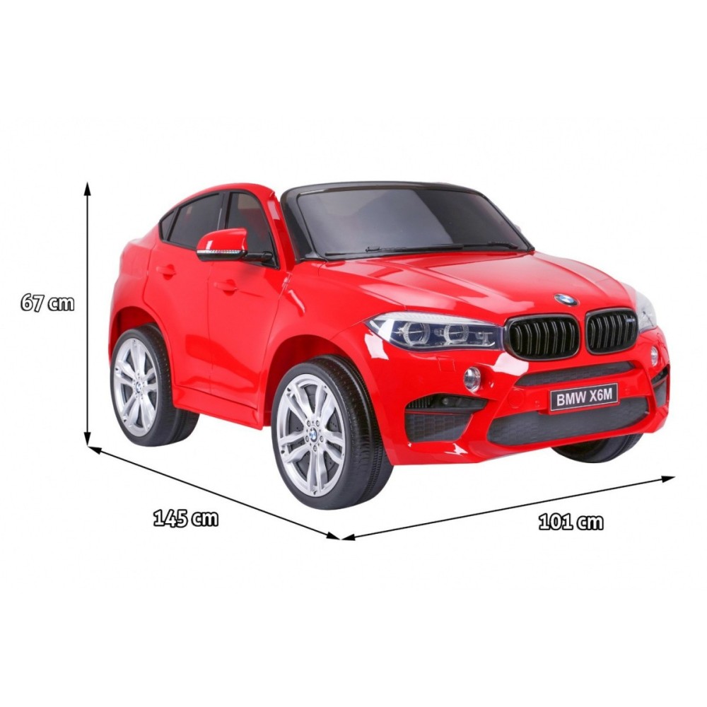 JOKO Elektrické autíčko BMW X6M XXL 2x120W, dvojmiestne, penové kolesá, kožené sedadlo, USB, červené