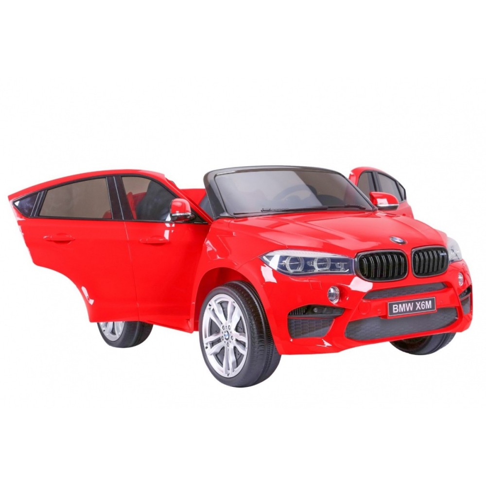 JOKO Elektrické autíčko BMW X6M XXL 2x120W, dvojmiestne, penové kolesá, kožené sedadlo, USB, červené