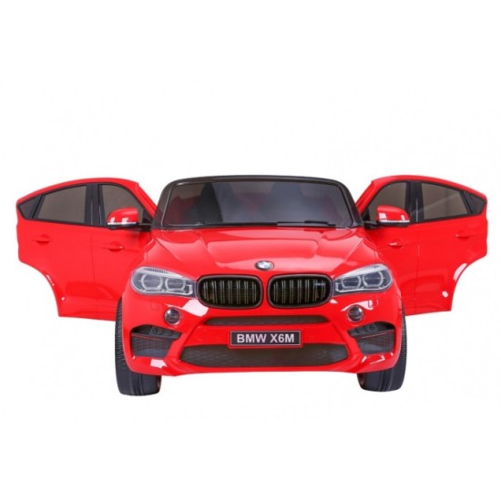 JOKO Elektrické autíčko BMW X6M XXL 2x120W, dvojmiestne, penové kolesá, kožené sedadlo, USB, červené