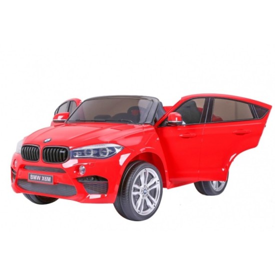 JOKO Elektrické autíčko BMW X6M XXL 2x120W, dvojmiestne, penové kolesá, kožené sedadlo, USB, červené