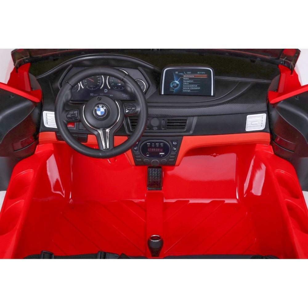 JOKO Elektrické autíčko BMW X6M XXL 2x120W, dvojmiestne, penové kolesá, kožené sedadlo, USB, červené