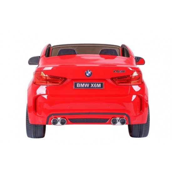 JOKO Elektrické autíčko BMW X6M XXL 2x120W, dvojmiestne, penové kolesá, kožené sedadlo, USB, červené
