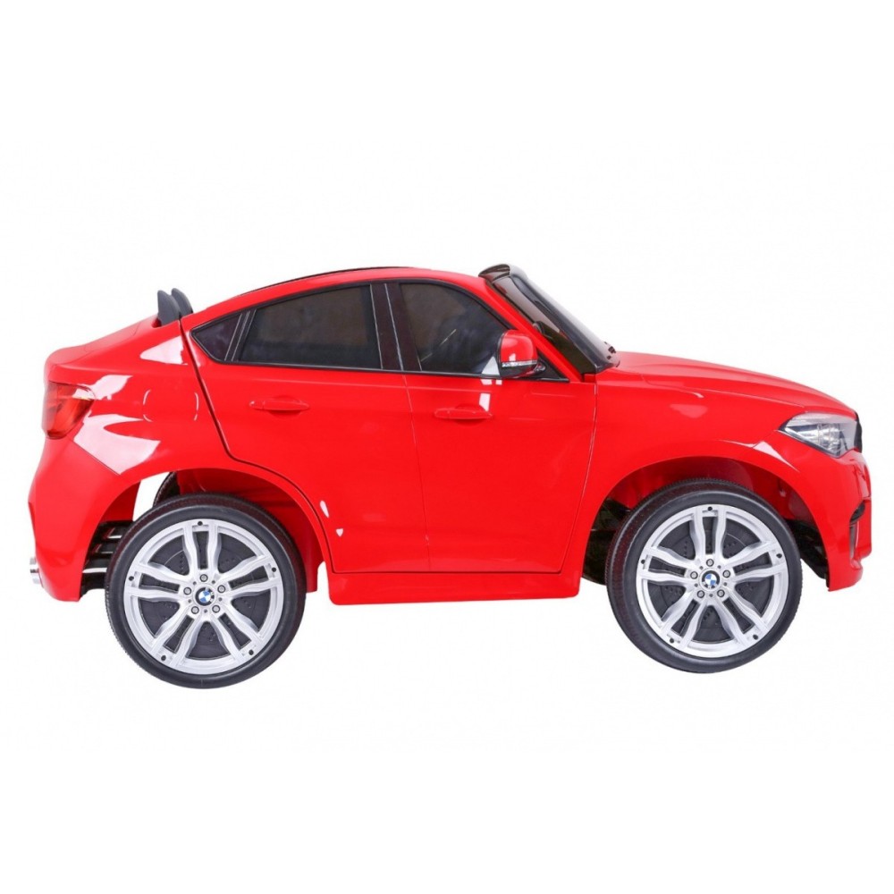 JOKO Elektrické autíčko BMW X6M XXL 2x120W, dvojmiestne, penové kolesá, kožené sedadlo, USB, červené
