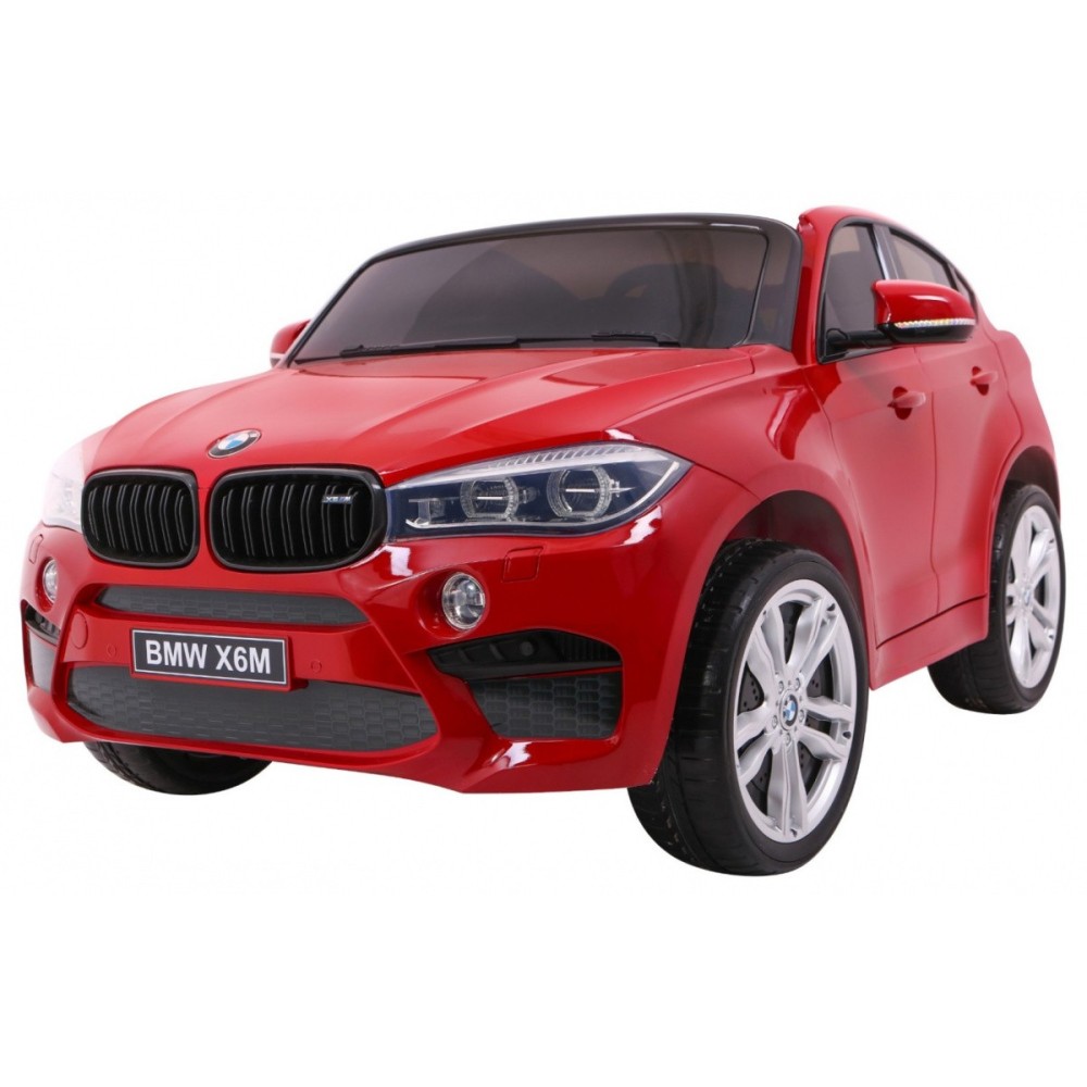 JOKO Elektrické autíčko BMW X6M XXL 2x120W, LAKOVANÉ, penové kolesá, dvojmiestne, kožené sedadlo, USB, červené
