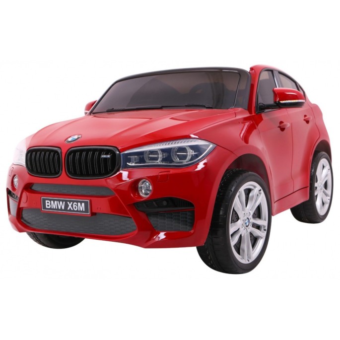 JOKO Elektrické autíčko BMW X6M XXL 2x120W, LAKOVANÉ, penové kolesá, dvojmiestne, kožené sedadlo, USB, červené