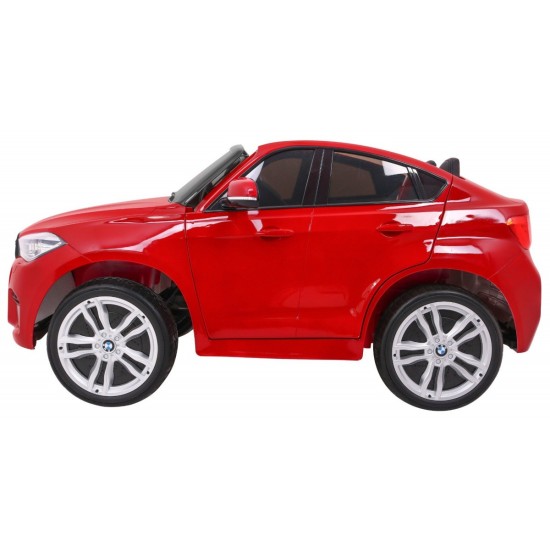 JOKO Elektrické autíčko BMW X6M XXL 2x120W, LAKOVANÉ, penové kolesá, dvojmiestne, kožené sedadlo, USB, červené