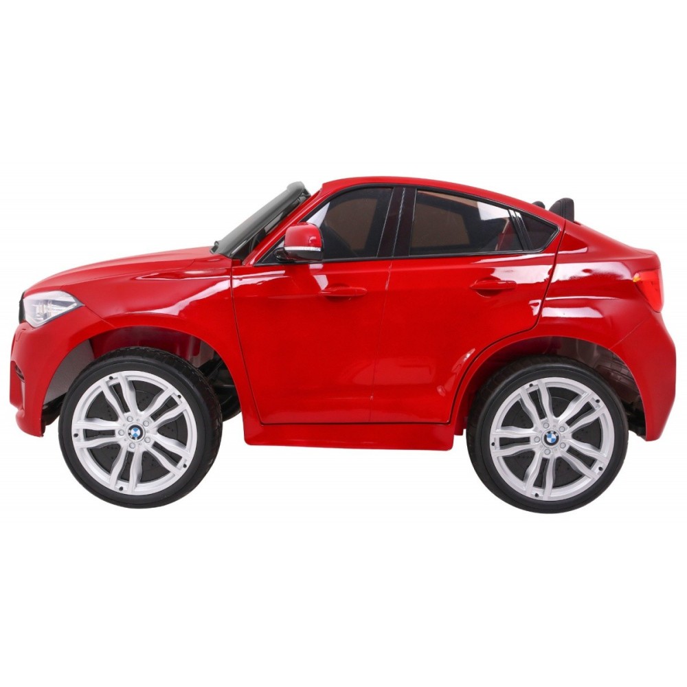 JOKO Elektrické autíčko BMW X6M XXL 2x120W, LAKOVANÉ, penové kolesá, dvojmiestne, kožené sedadlo, USB, červené