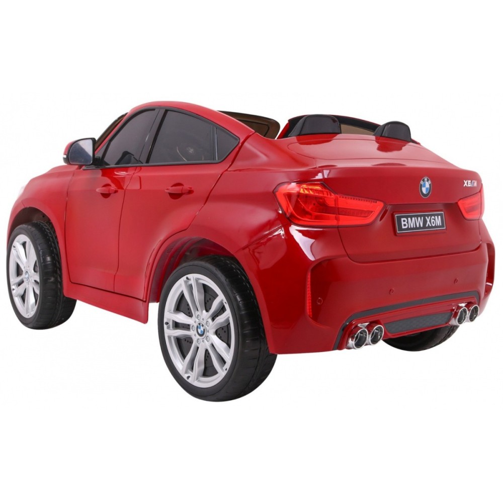 JOKO Elektrické autíčko BMW X6M XXL 2x120W, LAKOVANÉ, penové kolesá, dvojmiestne, kožené sedadlo, USB, červené