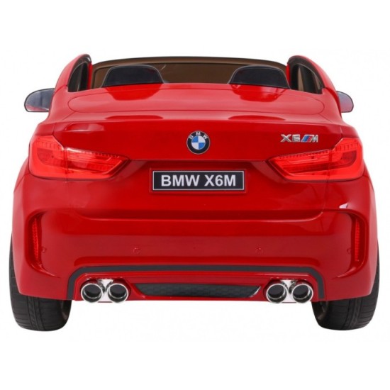 JOKO Elektrické autíčko BMW X6M XXL 2x120W, LAKOVANÉ, penové kolesá, dvojmiestne, kožené sedadlo, USB, červené