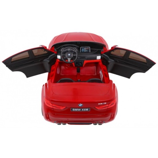 JOKO Elektrické autíčko BMW X6M XXL 2x120W, LAKOVANÉ, penové kolesá, dvojmiestne, kožené sedadlo, USB, červené