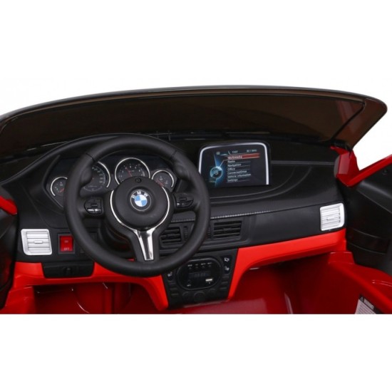 JOKO Elektrické autíčko BMW X6M XXL 2x120W, LAKOVANÉ, penové kolesá, dvojmiestne, kožené sedadlo, USB, červené