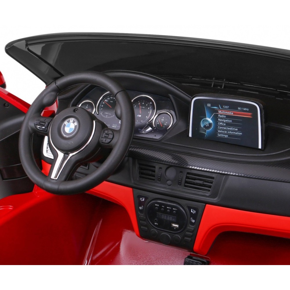 JOKO Elektrické autíčko BMW X6M XXL 2x120W, LAKOVANÉ, penové kolesá, dvojmiestne, kožené sedadlo, USB, červené