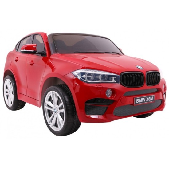 JOKO Elektrické autíčko BMW X6M XXL 2x120W, LAKOVANÉ, penové kolesá, dvojmiestne, kožené sedadlo, USB, červené