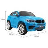 JOKO Elektrické autíčko BMW X6M XXL 2x120W, LAKOVANÉ, Dvojmiestne, penové kolesá, kožené sedadlo, USB, nosnosť 50kg, modré