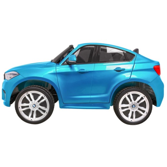 JOKO Elektrické autíčko BMW X6M XXL 2x120W, LAKOVANÉ, Dvojmiestne, penové kolesá, kožené sedadlo, USB, nosnosť 50kg, modré