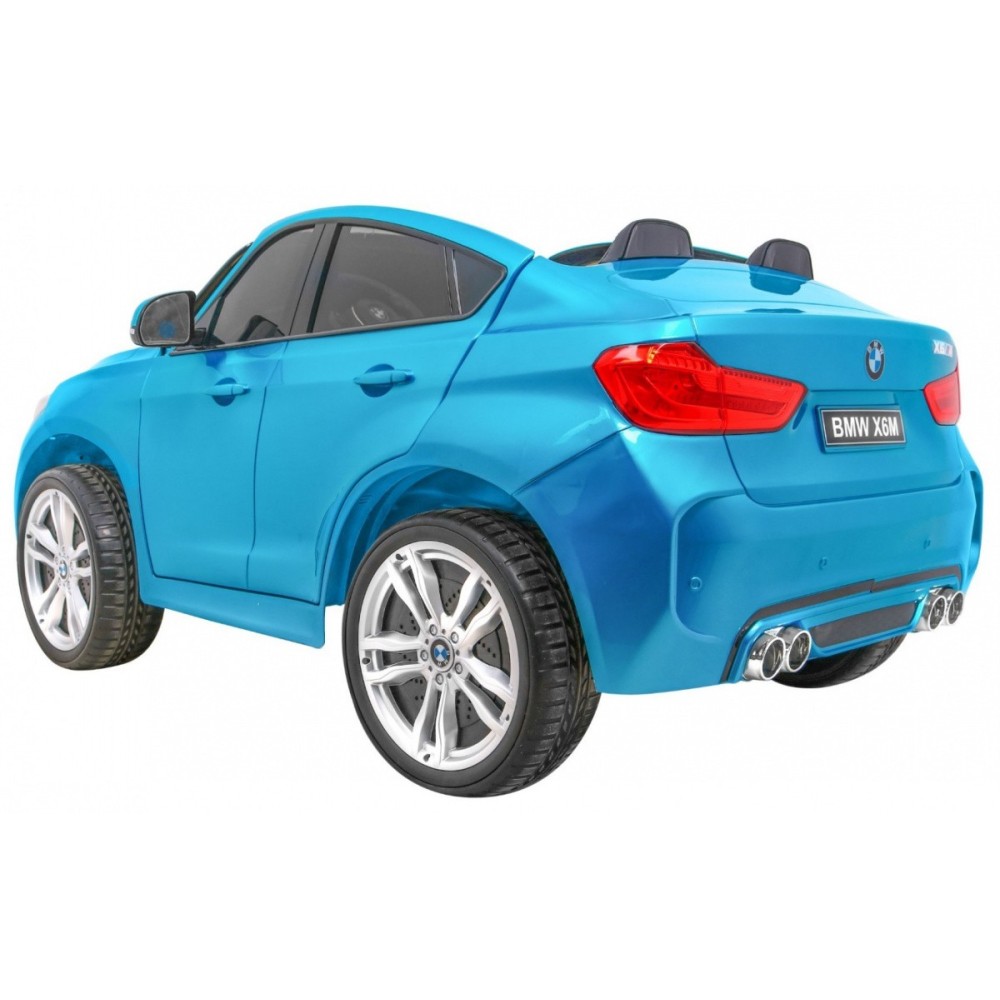 JOKO Elektrické autíčko BMW X6M XXL 2x120W, LAKOVANÉ, Dvojmiestne, penové kolesá, kožené sedadlo, USB, nosnosť 50kg, modré