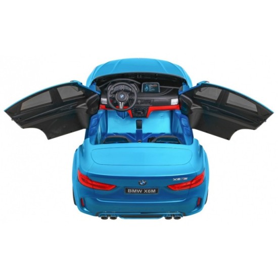 JOKO Elektrické autíčko BMW X6M XXL 2x120W, LAKOVANÉ, Dvojmiestne, penové kolesá, kožené sedadlo, USB, nosnosť 50kg, modré