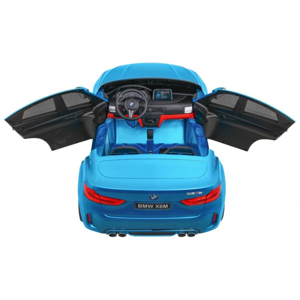JOKO Elektrické autíčko BMW X6M XXL 2x120W, LAKOVANÉ, Dvojmiestne, penové kolesá, kožené sedadlo, USB, nosnosť 50kg, modré