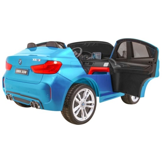 JOKO Elektrické autíčko BMW X6M XXL 2x120W, LAKOVANÉ, Dvojmiestne, penové kolesá, kožené sedadlo, USB, nosnosť 50kg, modré