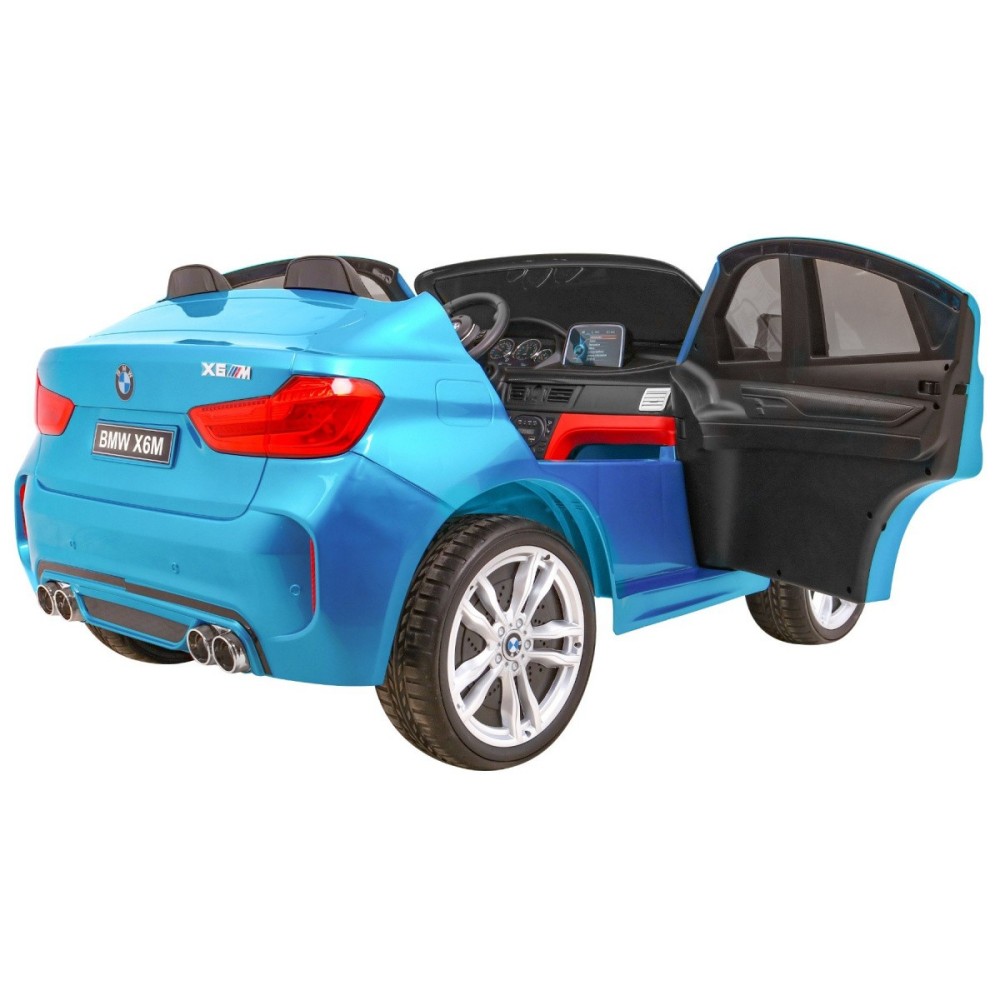JOKO Elektrické autíčko BMW X6M XXL 2x120W, LAKOVANÉ, Dvojmiestne, penové kolesá, kožené sedadlo, USB, nosnosť 50kg, modré
