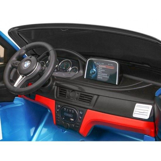 JOKO Elektrické autíčko BMW X6M XXL 2x120W, LAKOVANÉ, Dvojmiestne, penové kolesá, kožené sedadlo, USB, nosnosť 50kg, modré
