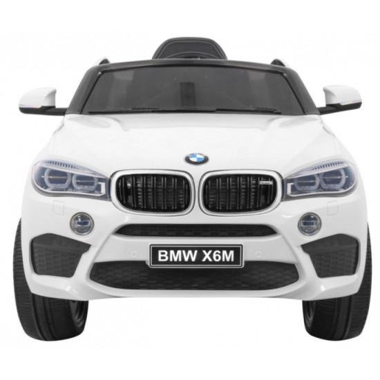 JOKO Elektrické autíčko BMW X6M, penové kolesá, kožené sedadlo, USB, biele