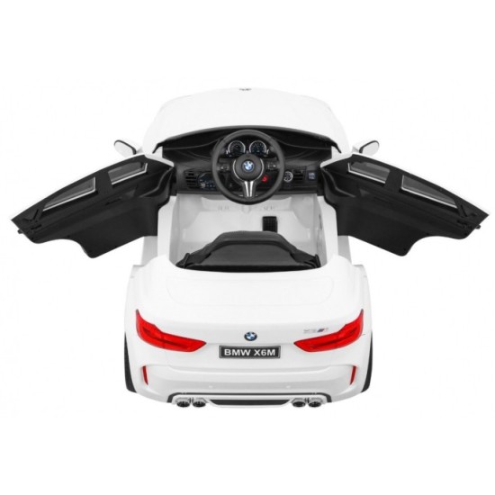 JOKO Elektrické autíčko BMW X6M, penové kolesá, kožené sedadlo, USB, biele