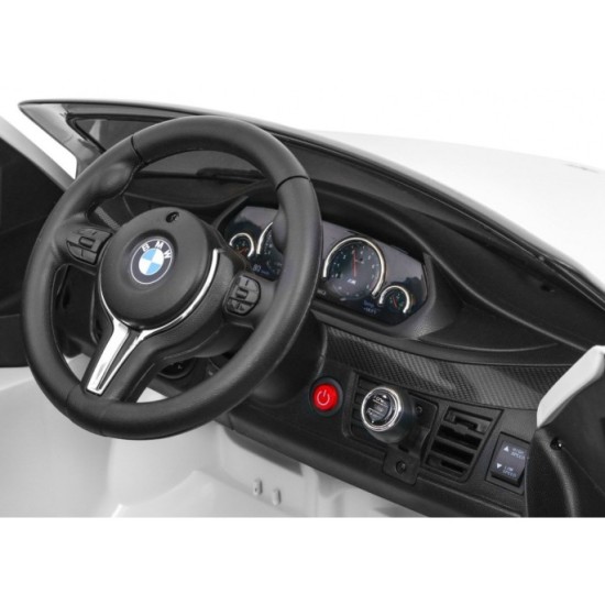 JOKO Elektrické autíčko BMW X6M, penové kolesá, kožené sedadlo, USB, biele