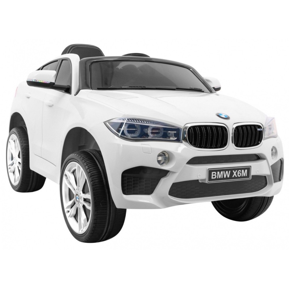 JOKO Elektrické autíčko BMW X6M, penové kolesá, kožené sedadlo, USB, biele