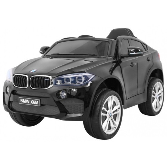 JOKO Elektrické autíčko BMW X6M, penové kolesá, kožené sedadlo, USB, čierne