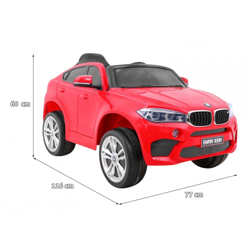 JOKO Elektrické autíčko BMW X6M, penové kolesá, kožené sedadlo, USB, červené
