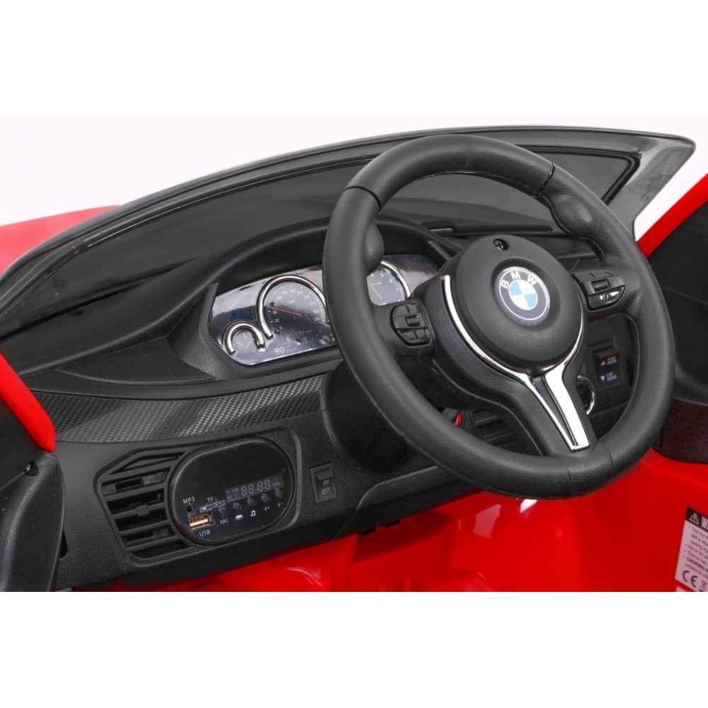 JOKO Elektrické autíčko BMW X6M, penové kolesá, kožené sedadlo, USB, červené