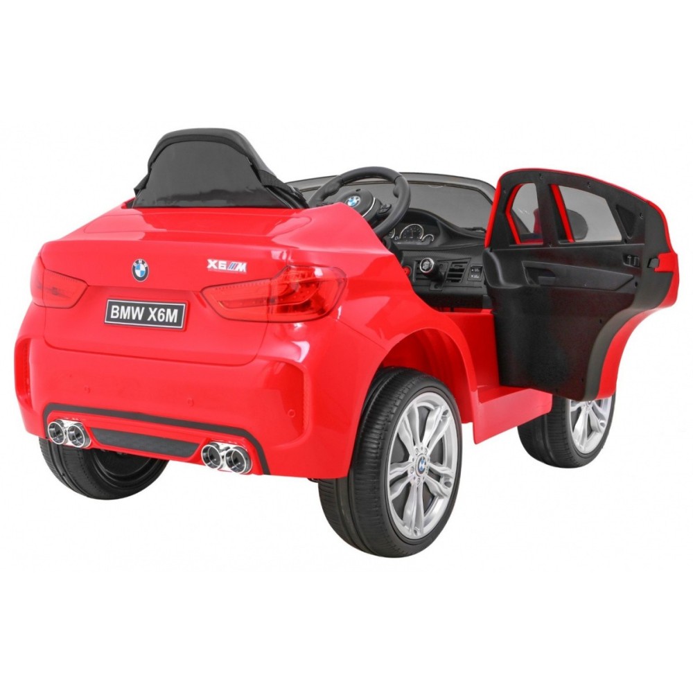 JOKO Elektrické autíčko BMW X6M, penové kolesá, kožené sedadlo, USB, červené