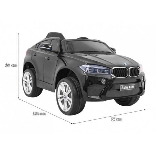 JOKO Elektrické autíčko BMW X6M, Lakované, penové kolesá, kožené sedadlo, USB, čierne