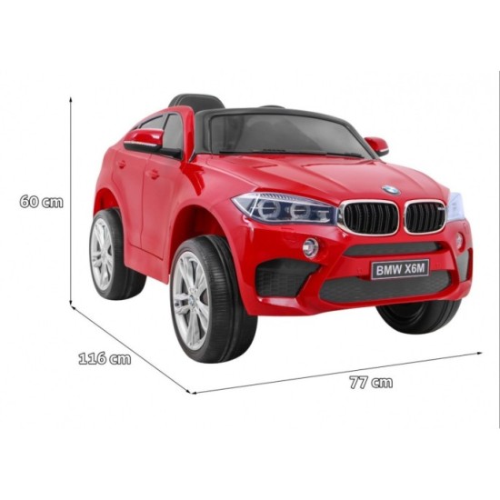 JOKO Elektrické autíčko BMW X6M, Lakované, penové kolesá, kožené sedadlo, USB, červené