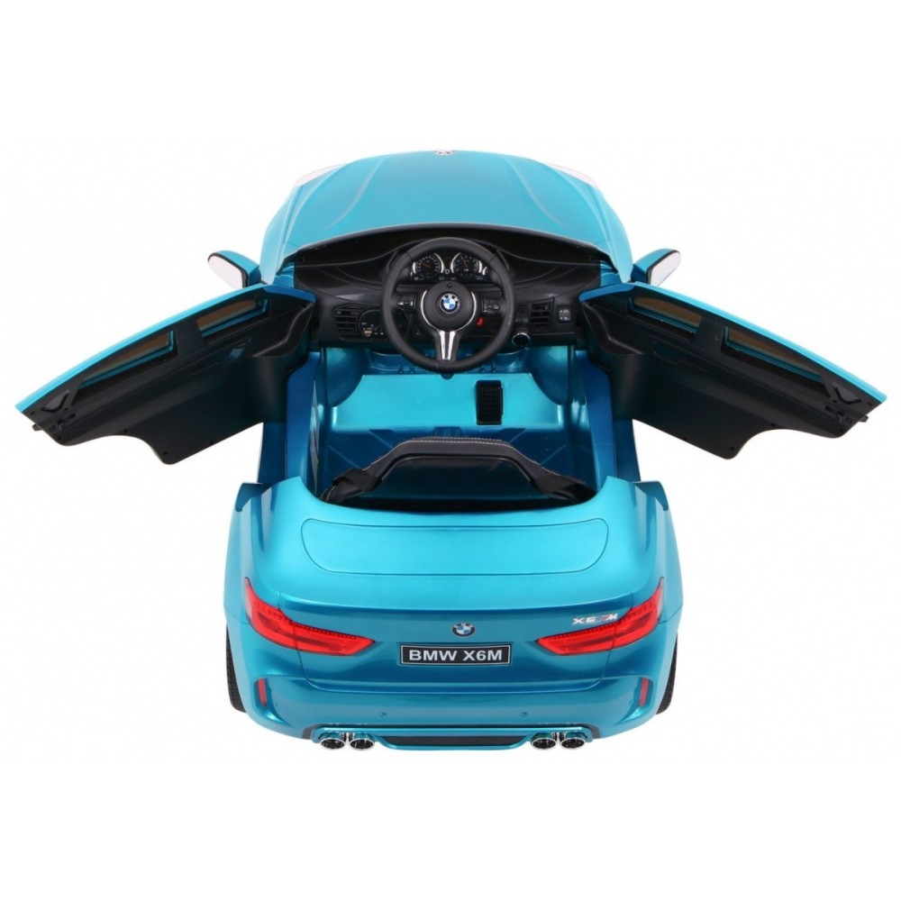 JOKO Elektrické autíčko BMW X6M, Lakované, penové kolesá, kožené sedadlo, USB, modré