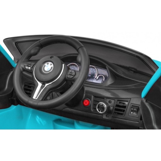 JOKO Elektrické autíčko BMW X6M, Lakované, penové kolesá, kožené sedadlo, USB, modré