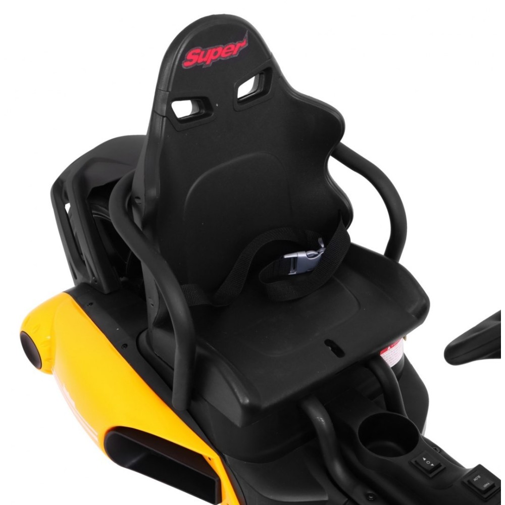JOKO Elektrické autíčko, elektrická Motokára, 3-kolesová, Bolid XR-1, penové kolesá, žltá