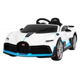 JOKO Elektrické autíčko Bugatti Divo, penové kolesá, odpružené, kožené sedadlo, USB, biele