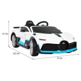 JOKO Elektrické autíčko Bugatti Divo, penové kolesá, odpružené, kožené sedadlo, USB, biele