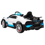 JOKO Elektrické autíčko Bugatti Divo, penové kolesá, odpružené, kožené sedadlo, USB, biele
