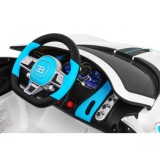 JOKO Elektrické autíčko Bugatti Divo, penové kolesá, odpružené, kožené sedadlo, USB, biele