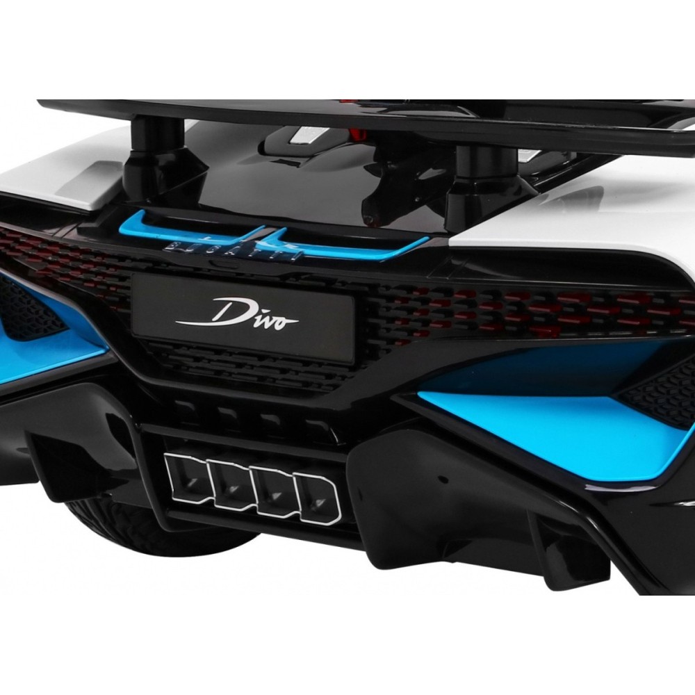JOKO Elektrické autíčko Bugatti Divo, penové kolesá, odpružené, kožené sedadlo, USB, biele