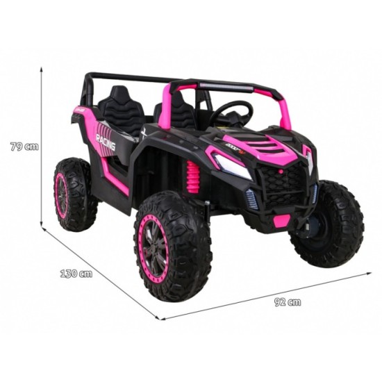 JOKO Elektrické autíčko 4x4 Buggy ATV Racing 200W 24V, nosnosť 60kg, Dvojmiestne, penové kolesá, ružové