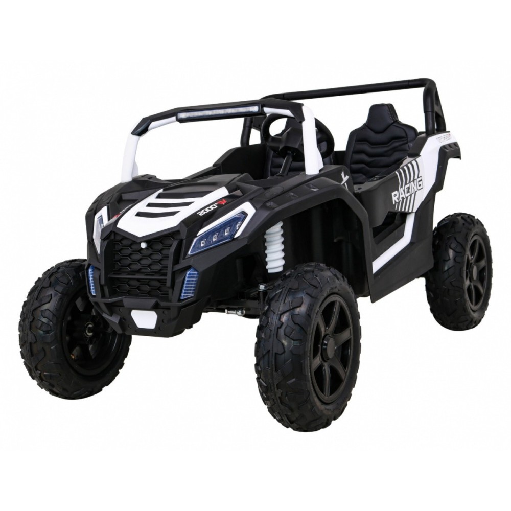 JOKO Elektrické autíčko Buggy ATV STRONG Racing 180W 24V, nosnosť 100kg, brzdový pedál, Dvojmiestne, nafukovacie kolesá, biele
