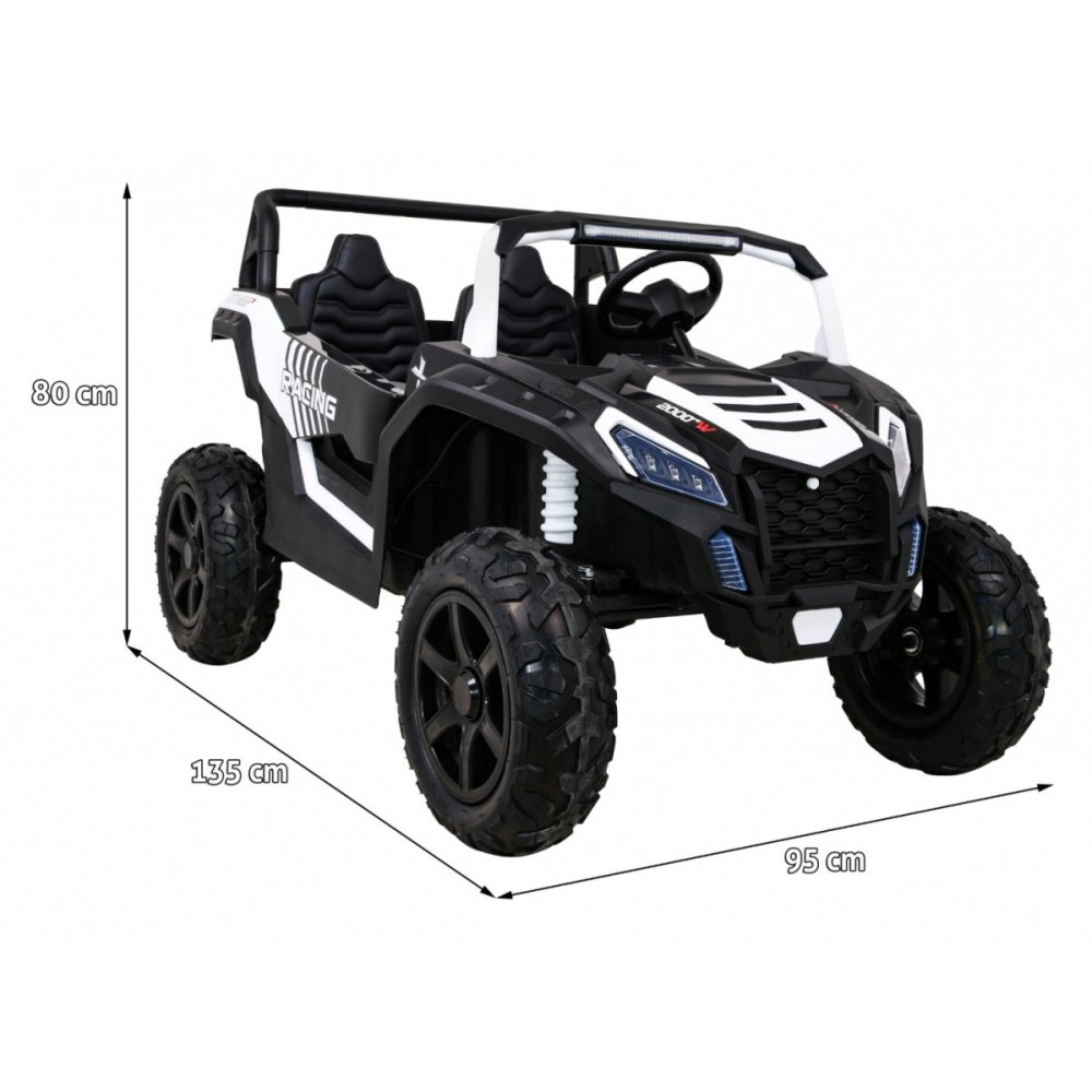 JOKO Elektrické autíčko Buggy ATV STRONG Racing 180W 24V, nosnosť 100kg, brzdový pedál, Dvojmiestne, nafukovacie kolesá, biele